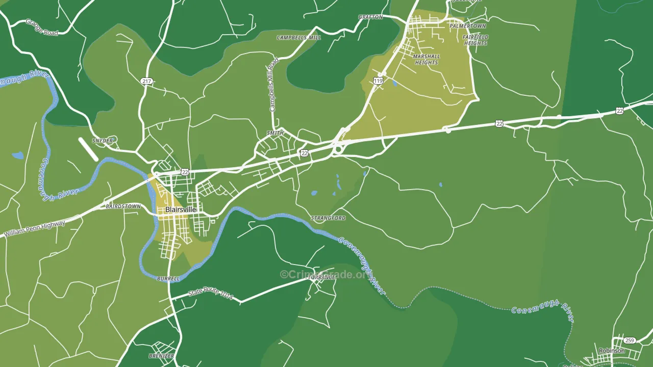 Strangford, PA Map of Vehicle Theft Rates