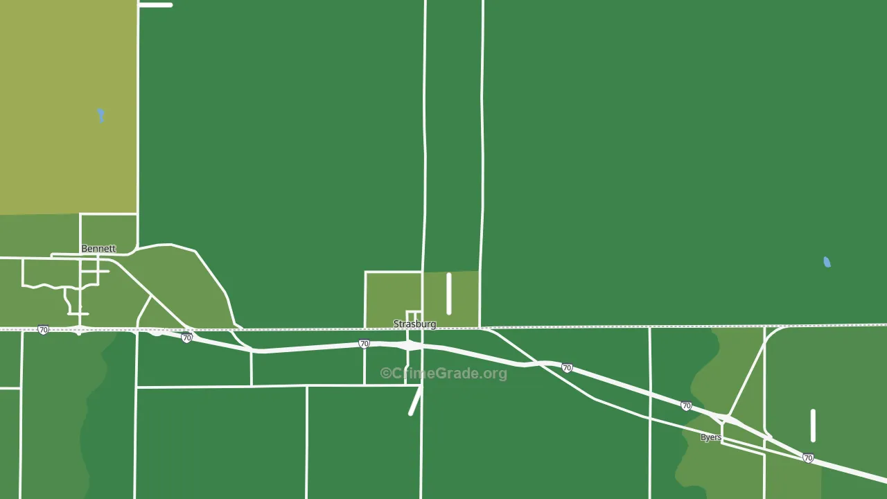 Strasburg, CO Map of Vehicle Theft Rates