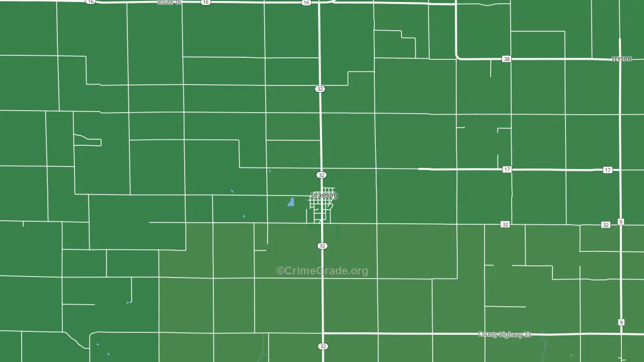Strasburg, IL Map of Vehicle Theft Rates