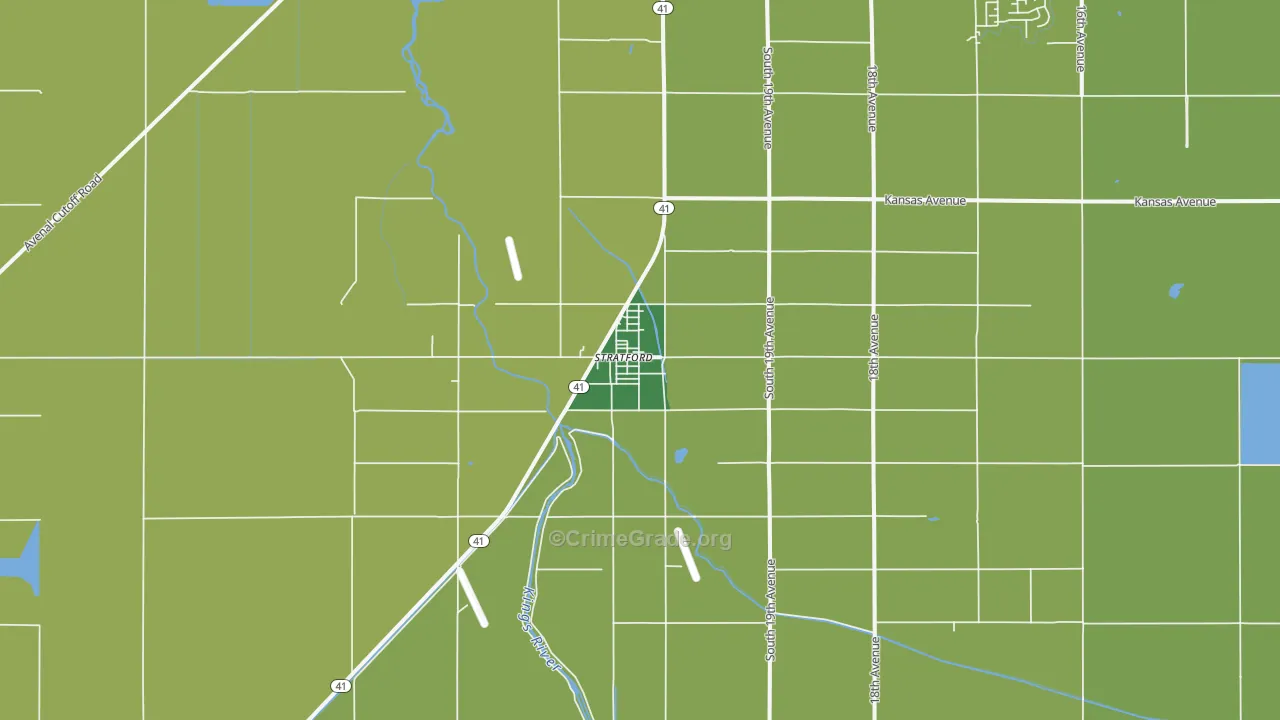 Stratford, CA Map of Vehicle Theft Rates