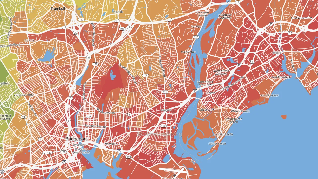 Stratford, CT Map of Vehicle Theft Rates