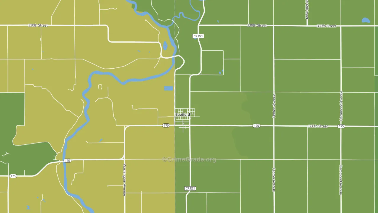Stratford, IA Map of Vehicle Theft Rates