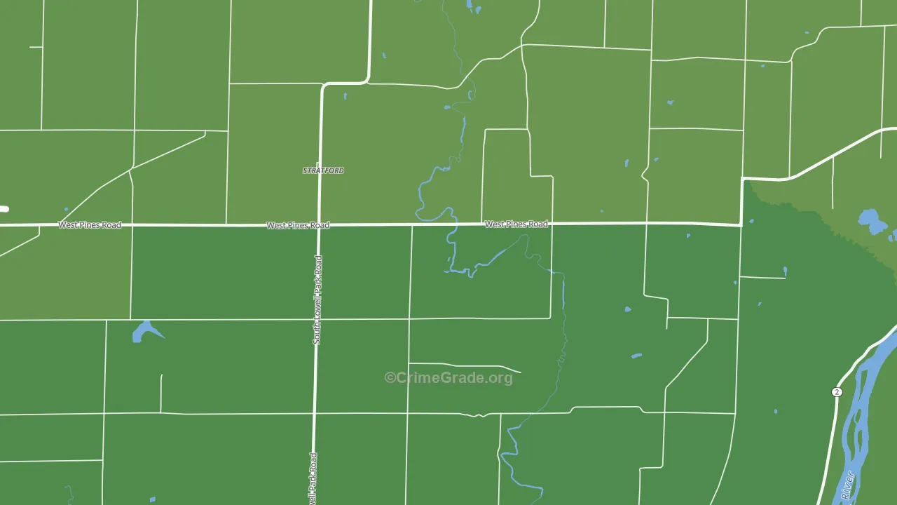 Stratford, IL Map of Vehicle Theft Rates