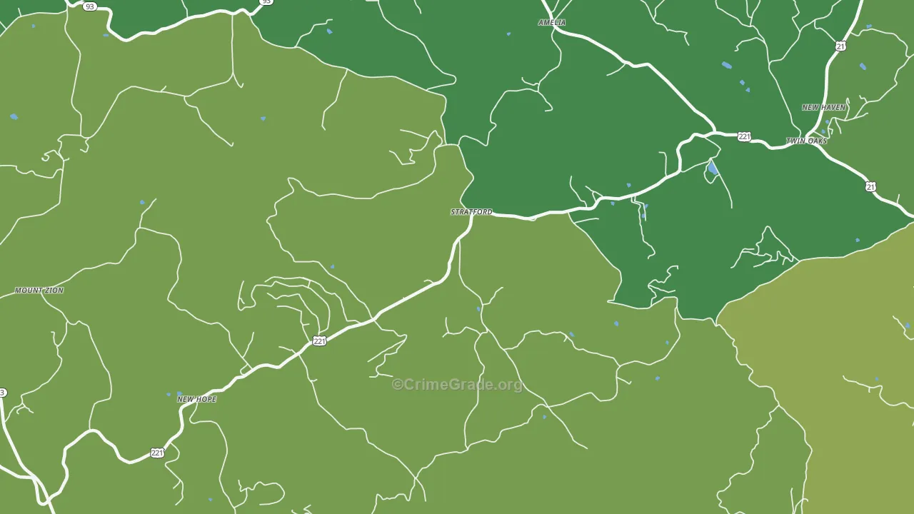 Stratford, NC Map of Vehicle Theft Rates
