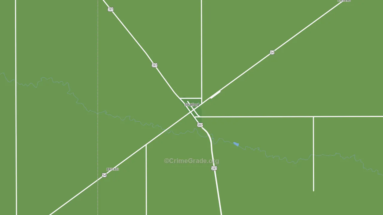 Stratford, TX Map of Vehicle Theft Rates