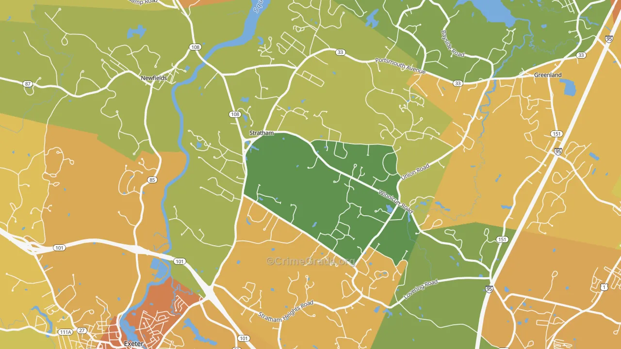 Stratham, NH Map of Vehicle Theft Rates