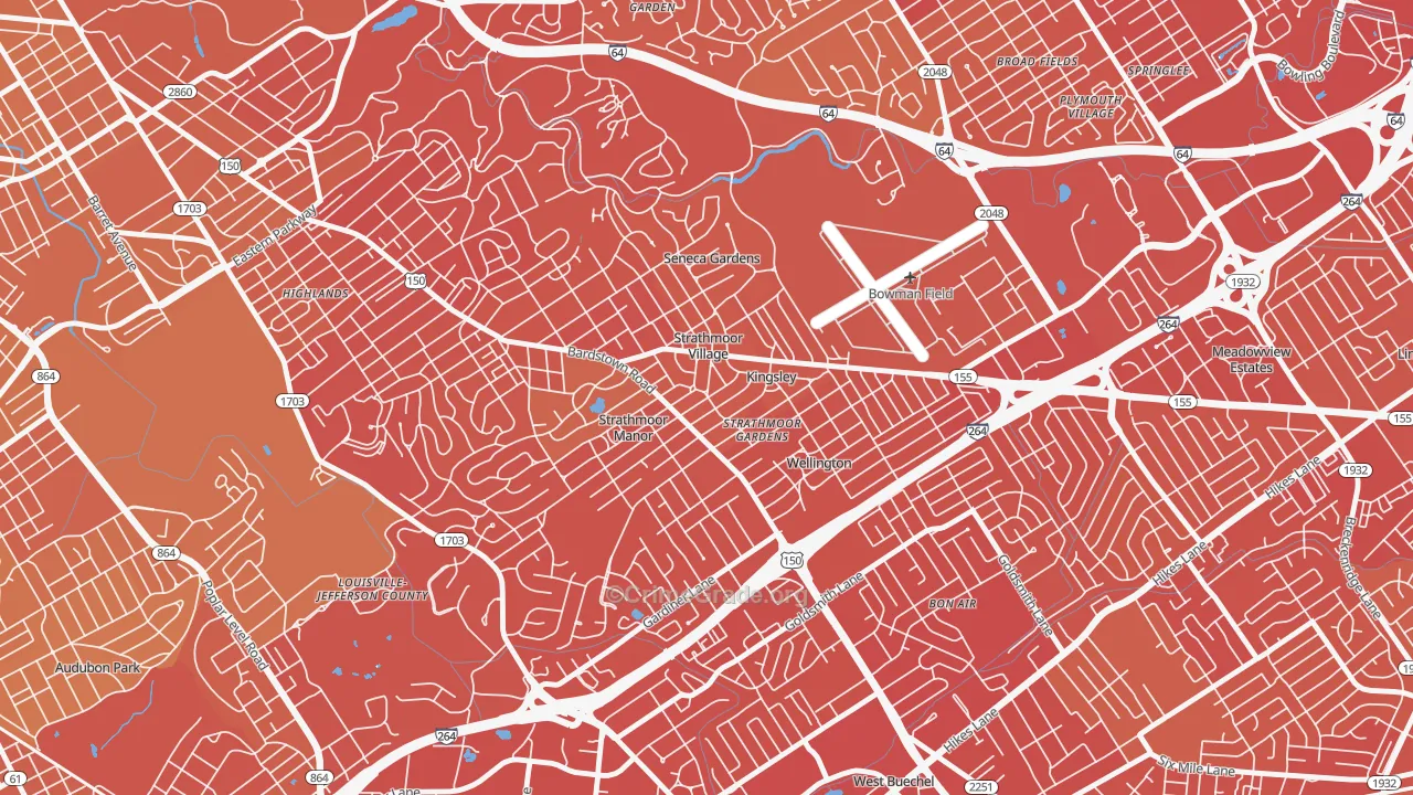 Strathmoor Village, KY Map of Vehicle Theft Rates