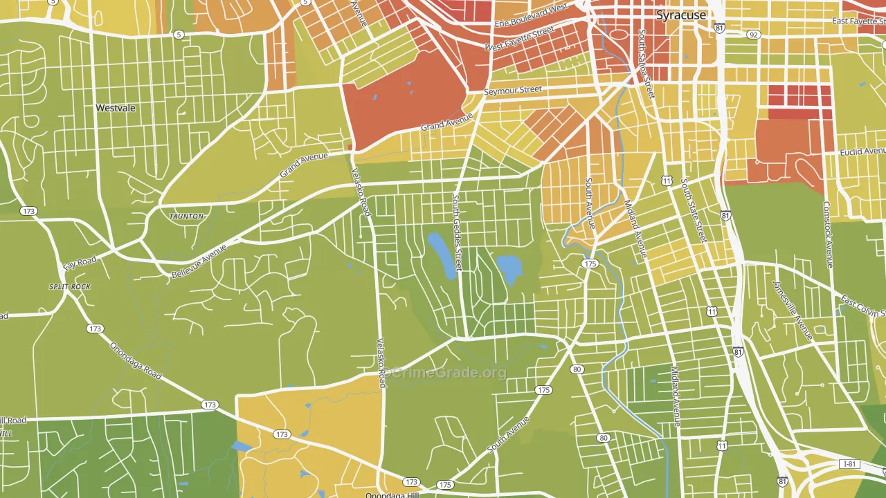 Strathmore, Syracuse, NY Map of Vehicle Theft Rates