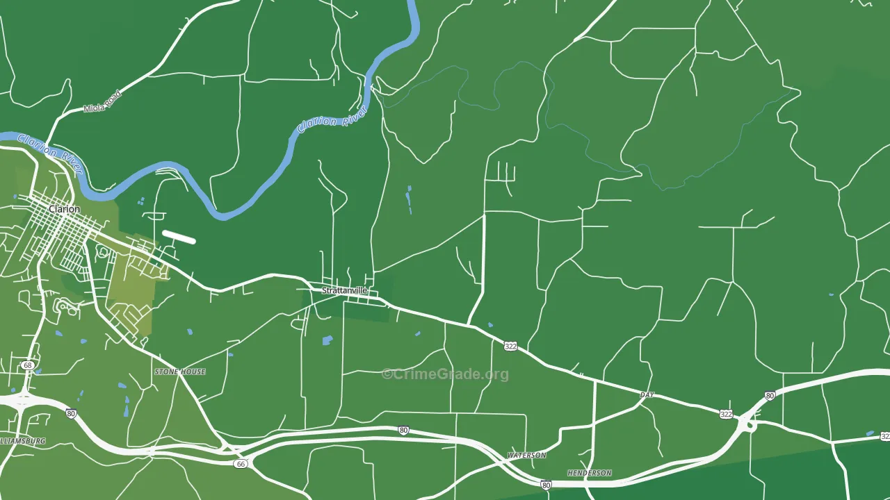 Strattanville, PA Map of Vehicle Theft Rates