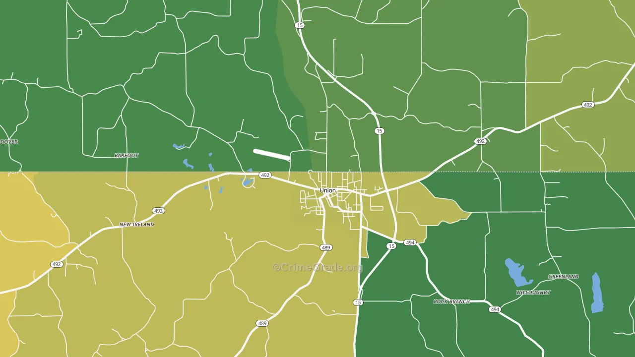 Stratton, MS Map of Vehicle Theft Rates