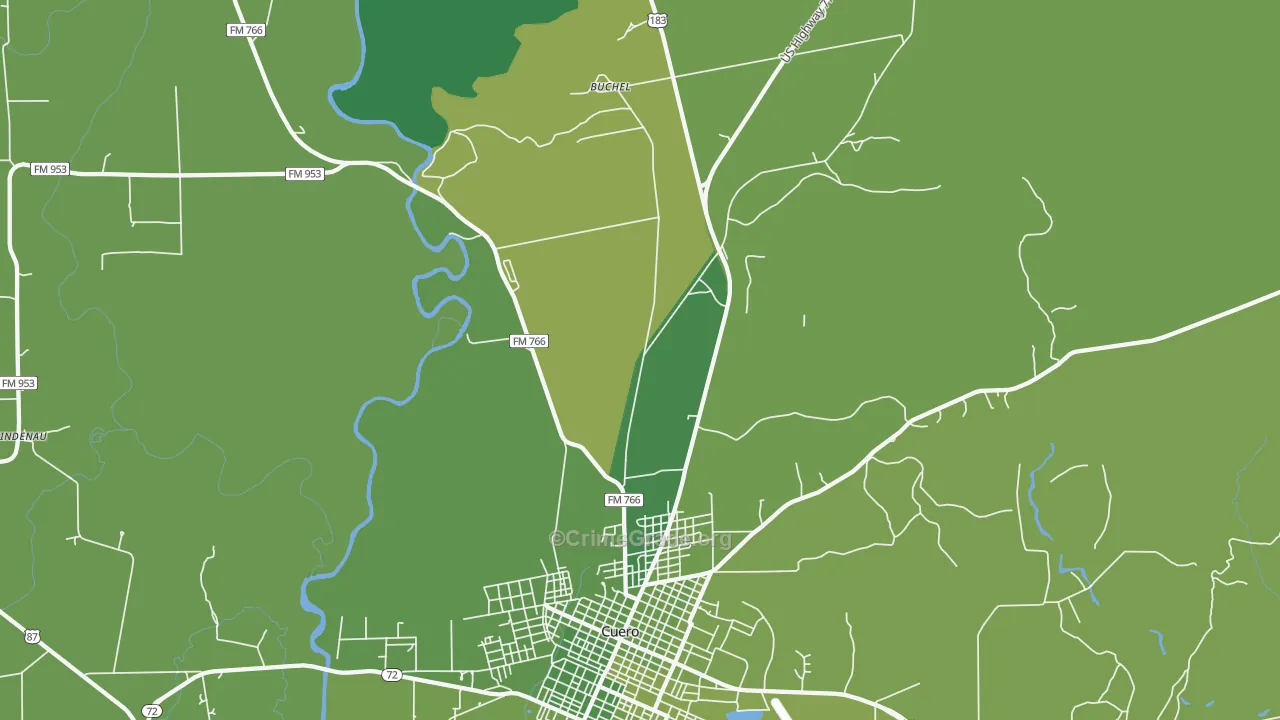 Stratton, TX Map of Vehicle Theft Rates