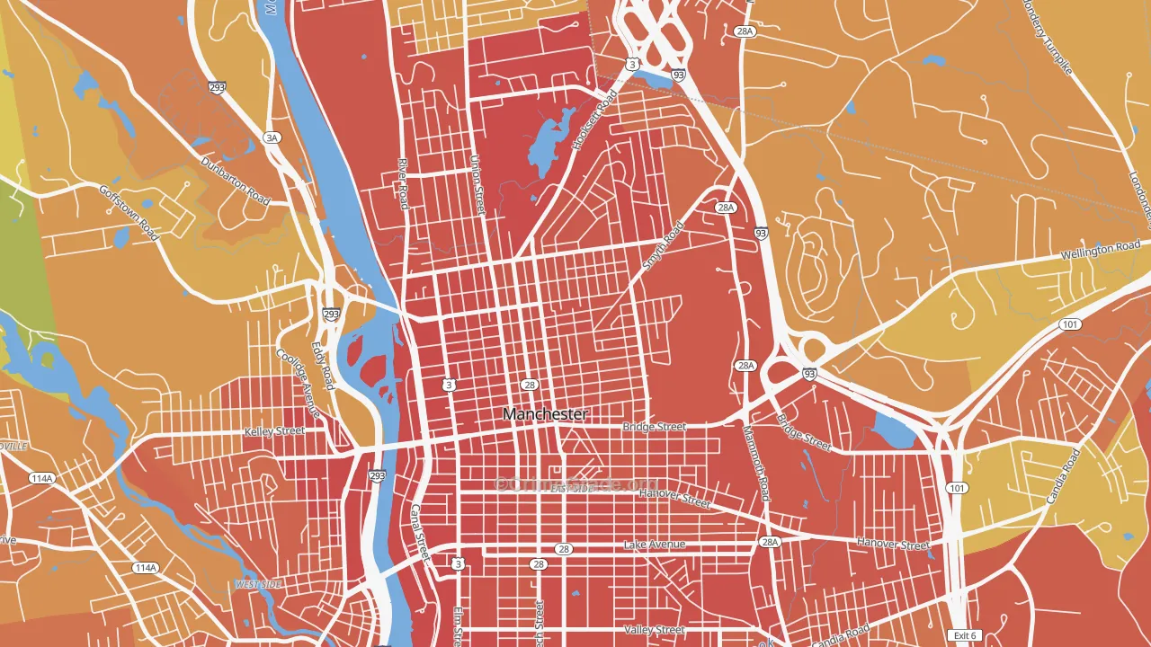 Straw-Smyth, Manchester, NH Map of Vehicle Theft Rates