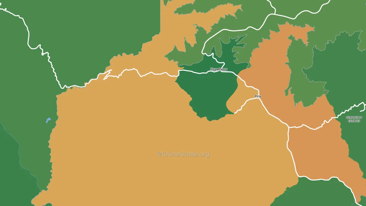 Strawberry, AZ Map of Vehicle Theft Rates