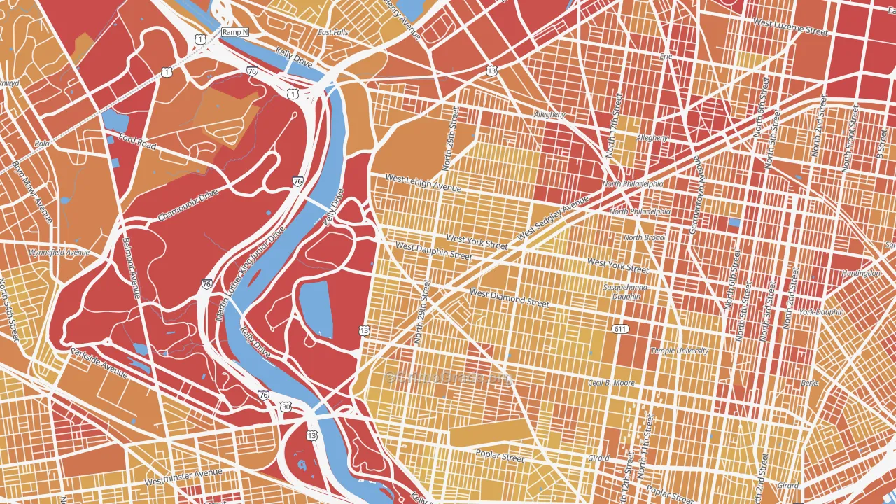 Strawberry Mansion, Philadelphia, PA Map of Vehicle Theft Rates