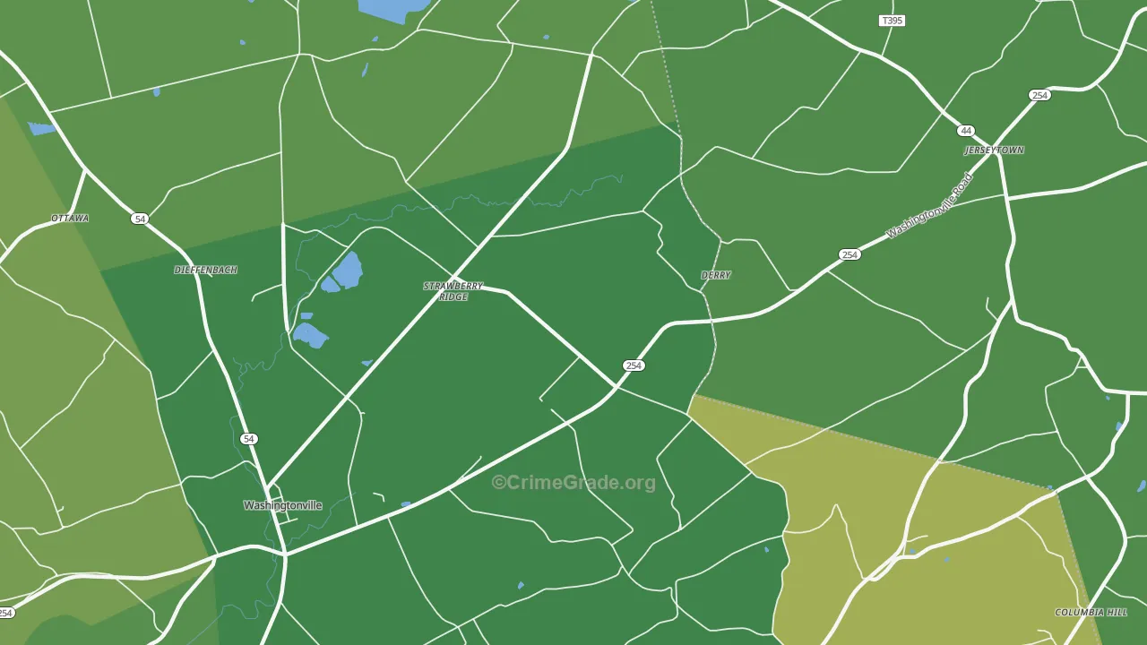 Strawberry Ridge, PA Map of Vehicle Theft Rates