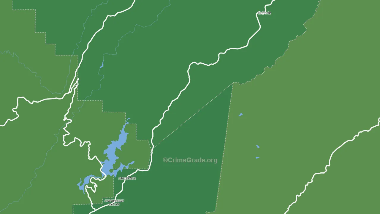 Strawberry Valley, CA Map of Vehicle Theft Rates