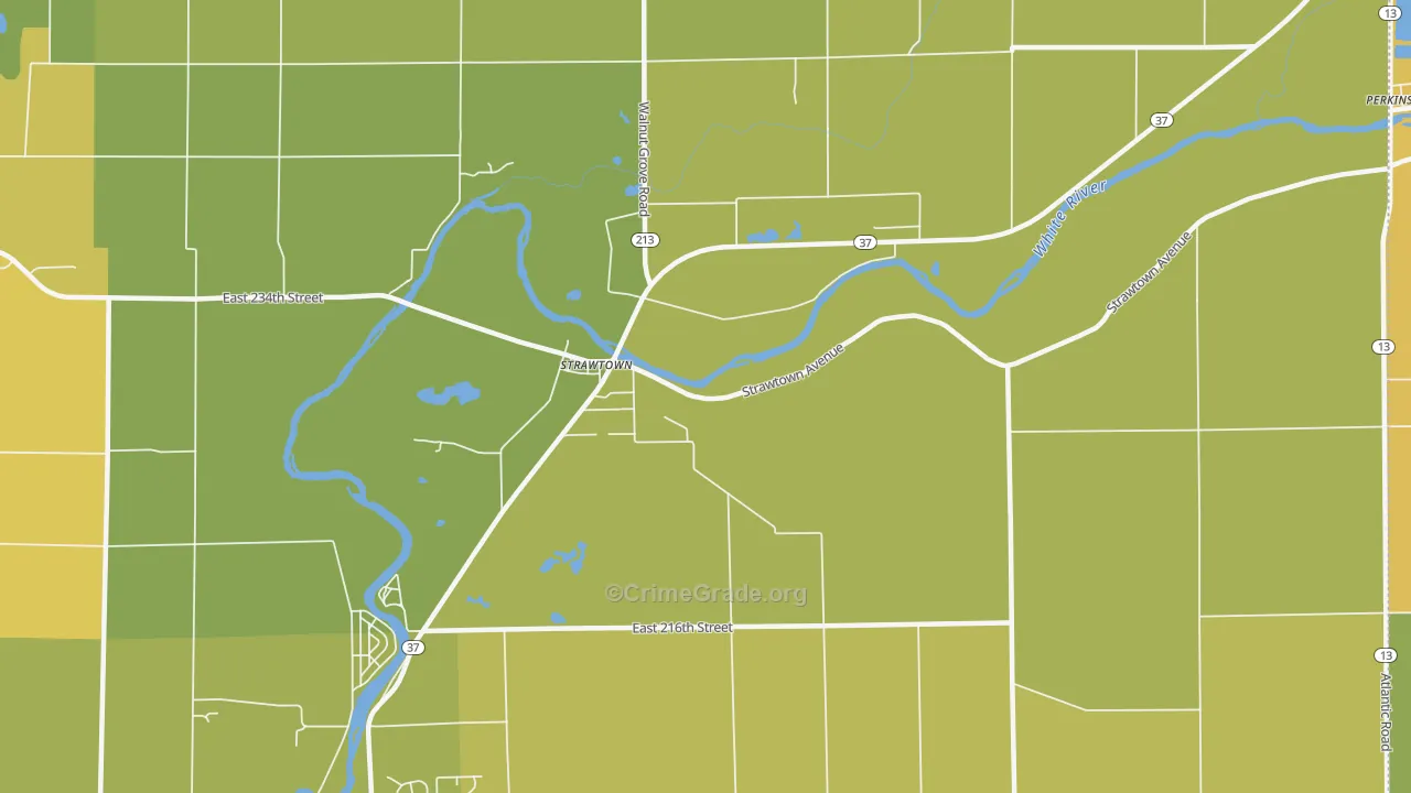 Strawtown, IN Map of Vehicle Theft Rates