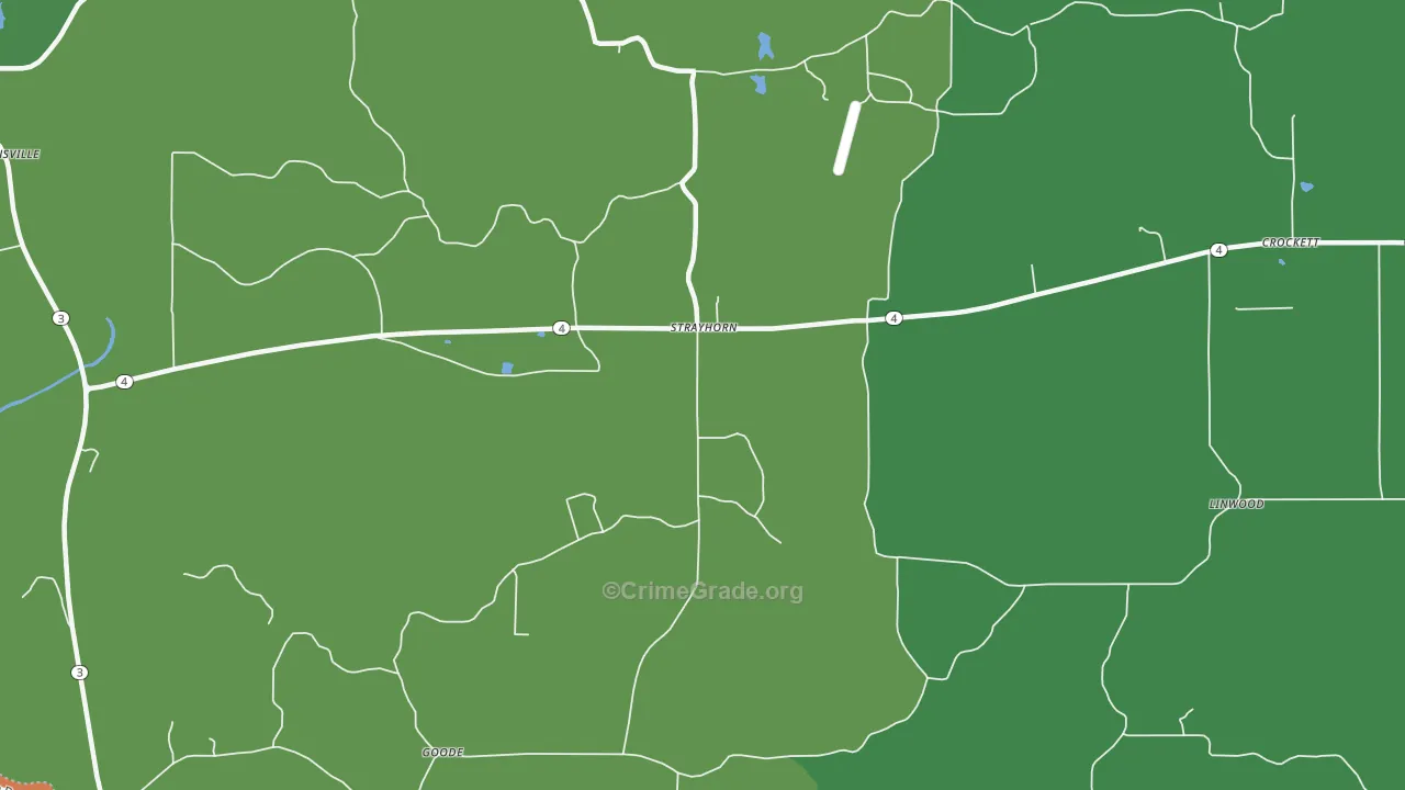 Strayhorn, MS Map of Vehicle Theft Rates