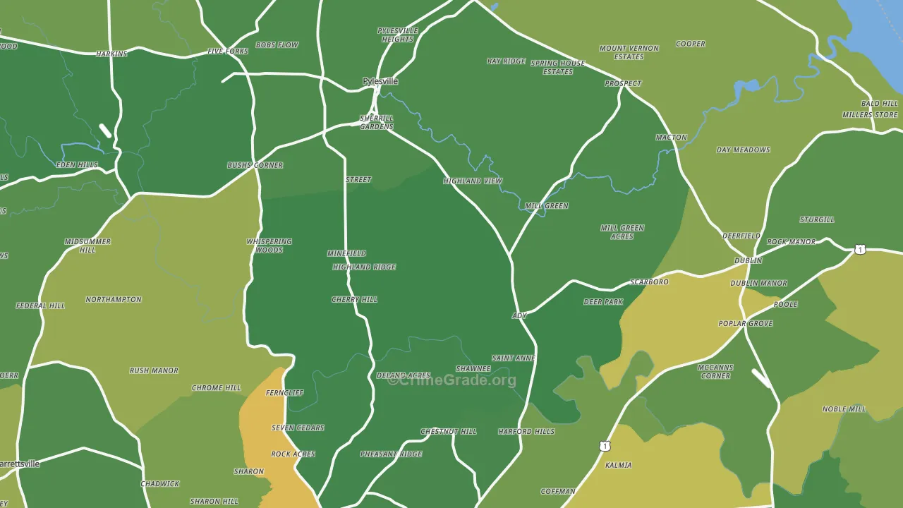 Street, MD Map of Vehicle Theft Rates
