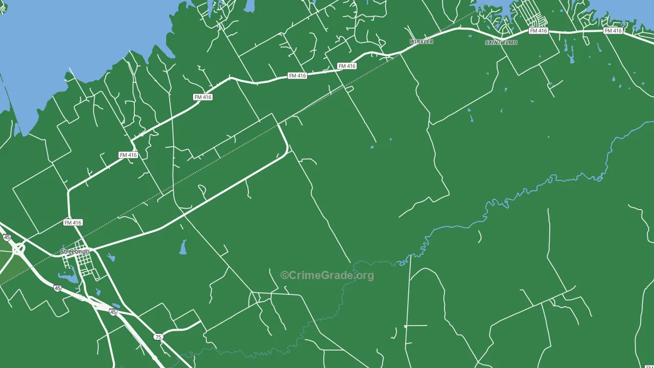 Streetman, TX Map of Vehicle Theft Rates