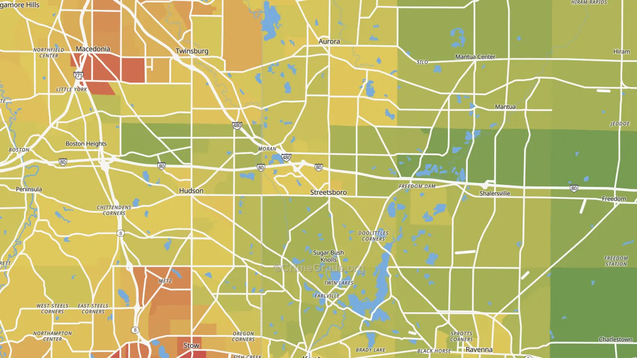 Streetsboro, OH Map of Vehicle Theft Rates