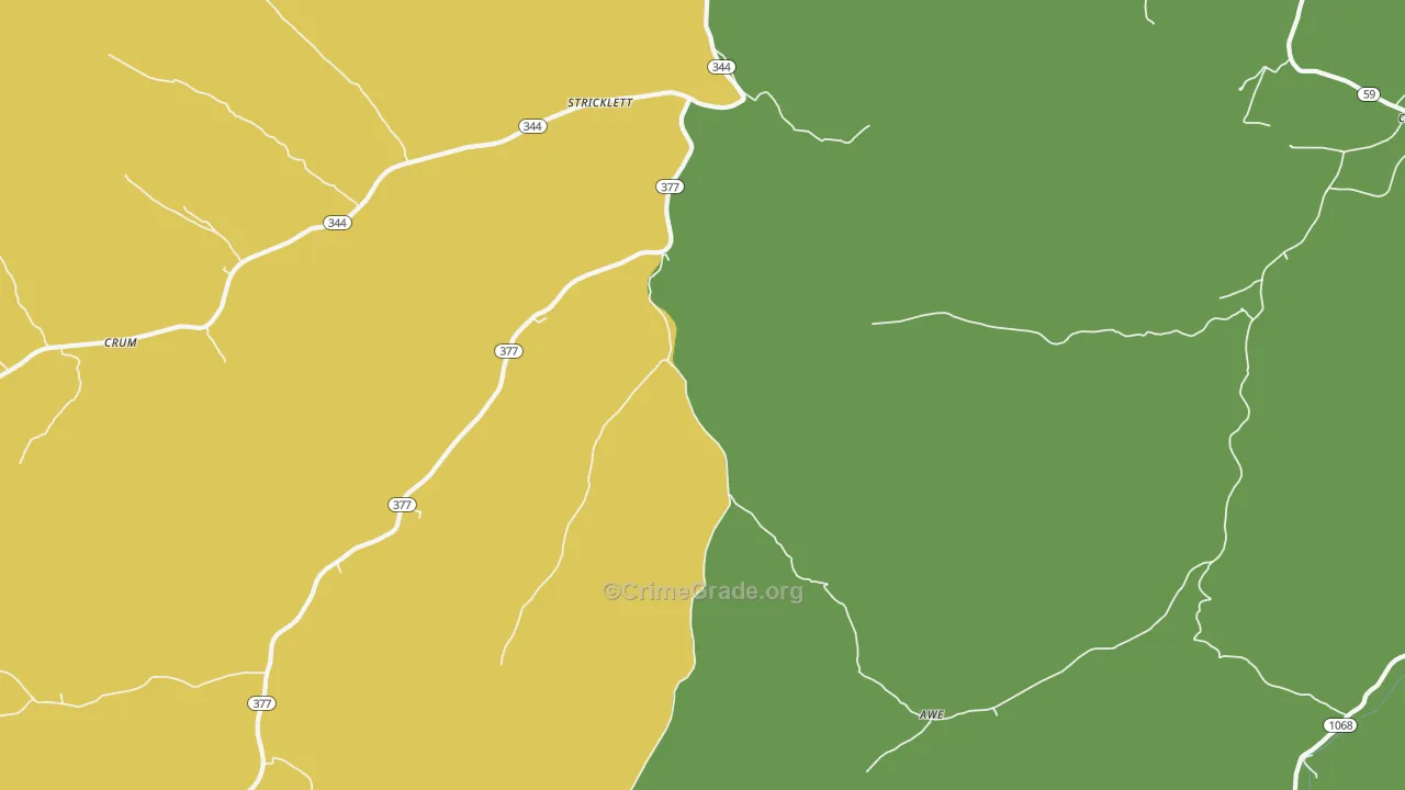 Stricklett, KY Map of Vehicle Theft Rates