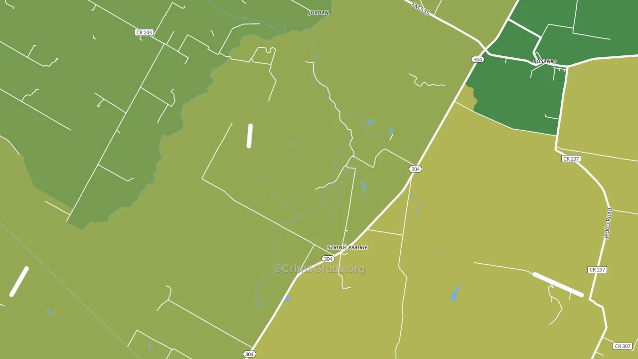 String Prairie, TX Map of Vehicle Theft Rates