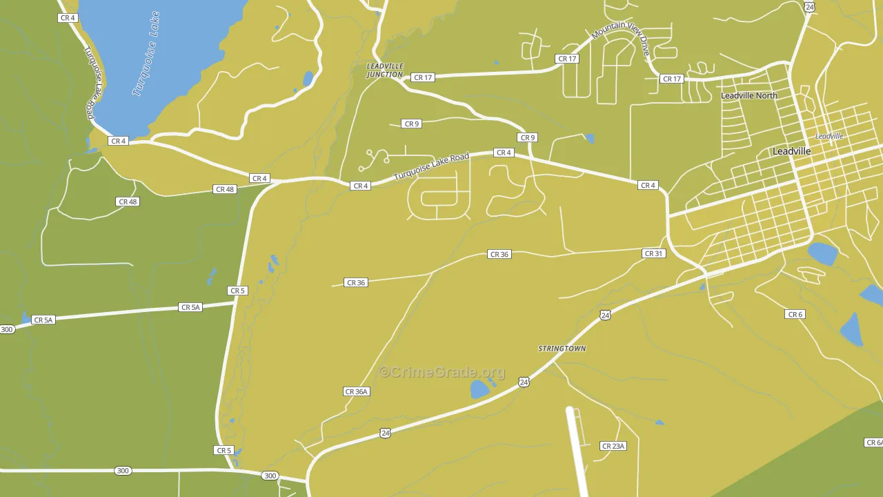 Stringtown, CO Map of Vehicle Theft Rates