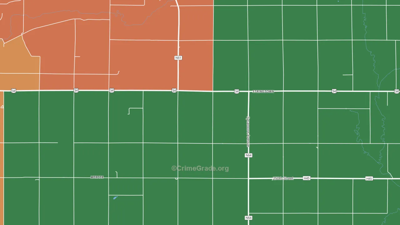 Stringtown, IA Map of Vehicle Theft Rates