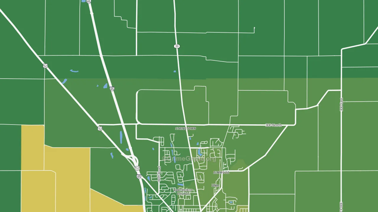 Stringtown, IN Map of Vehicle Theft Rates