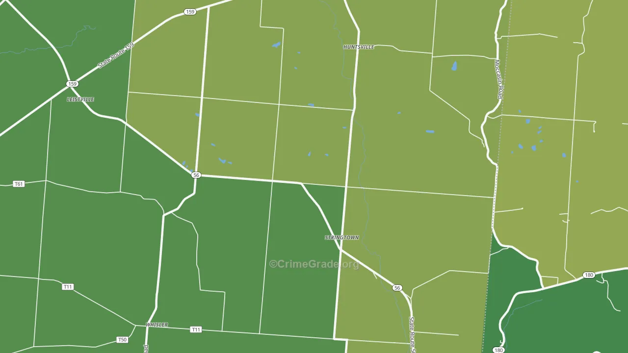 Stringtown, OH Map of Vehicle Theft Rates