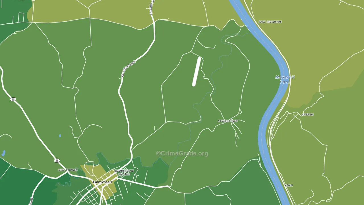 Stringtown, PA Map of Vehicle Theft Rates