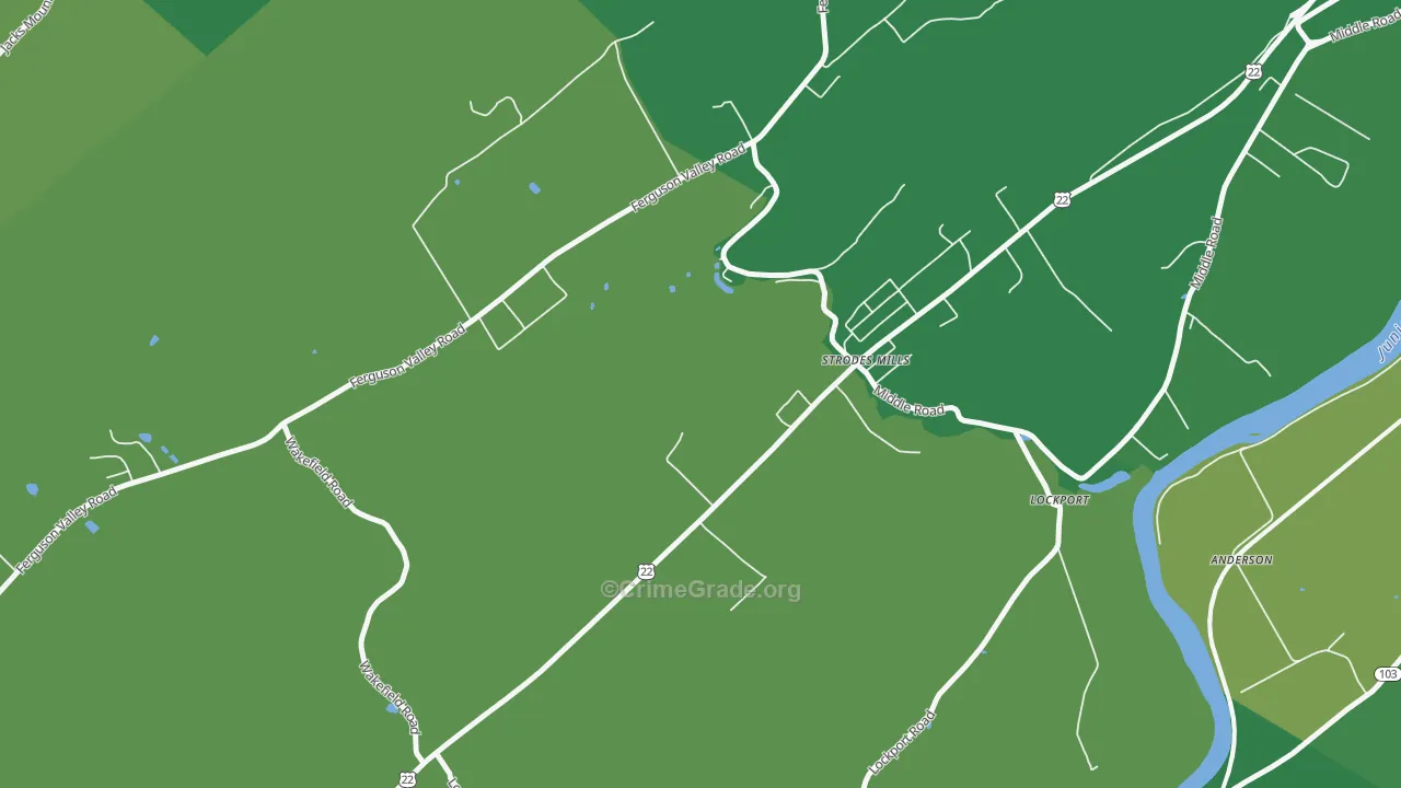 Strodes Mills, PA Map of Vehicle Theft Rates