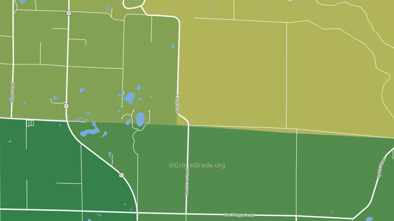 Stronach, MI Map of Vehicle Theft Rates