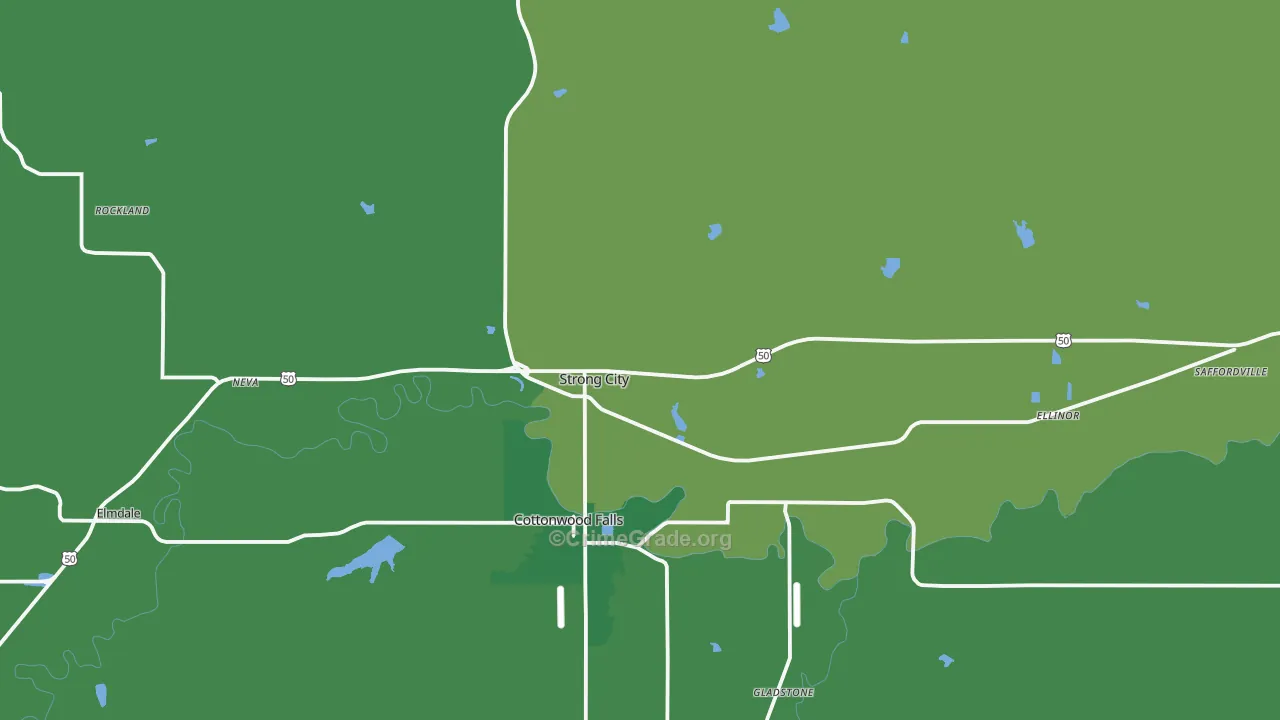 Strong City, KS Map of Vehicle Theft Rates