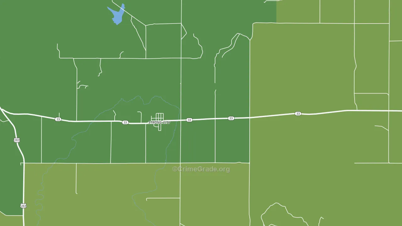 Strong City, OK Map of Vehicle Theft Rates