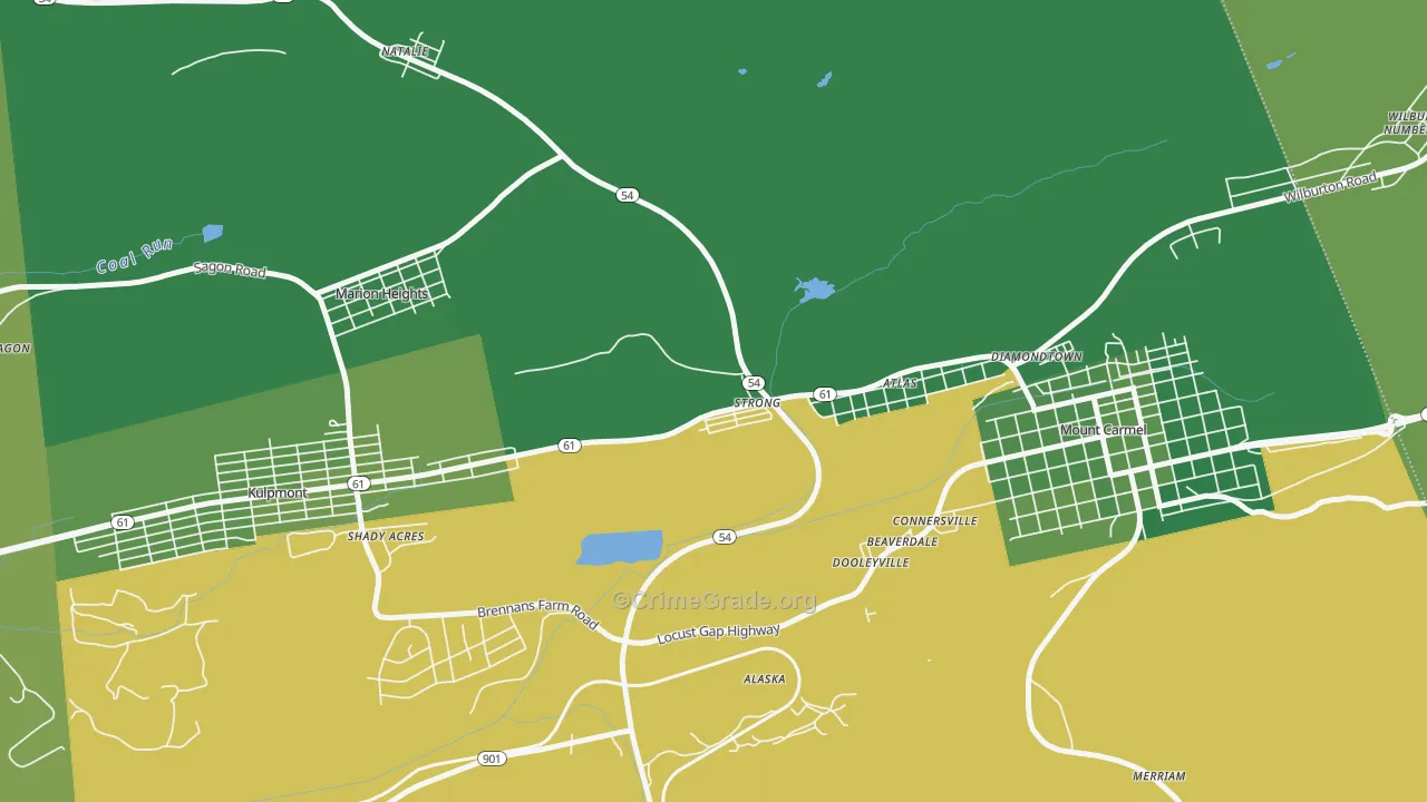 Strong, PA Map of Vehicle Theft Rates