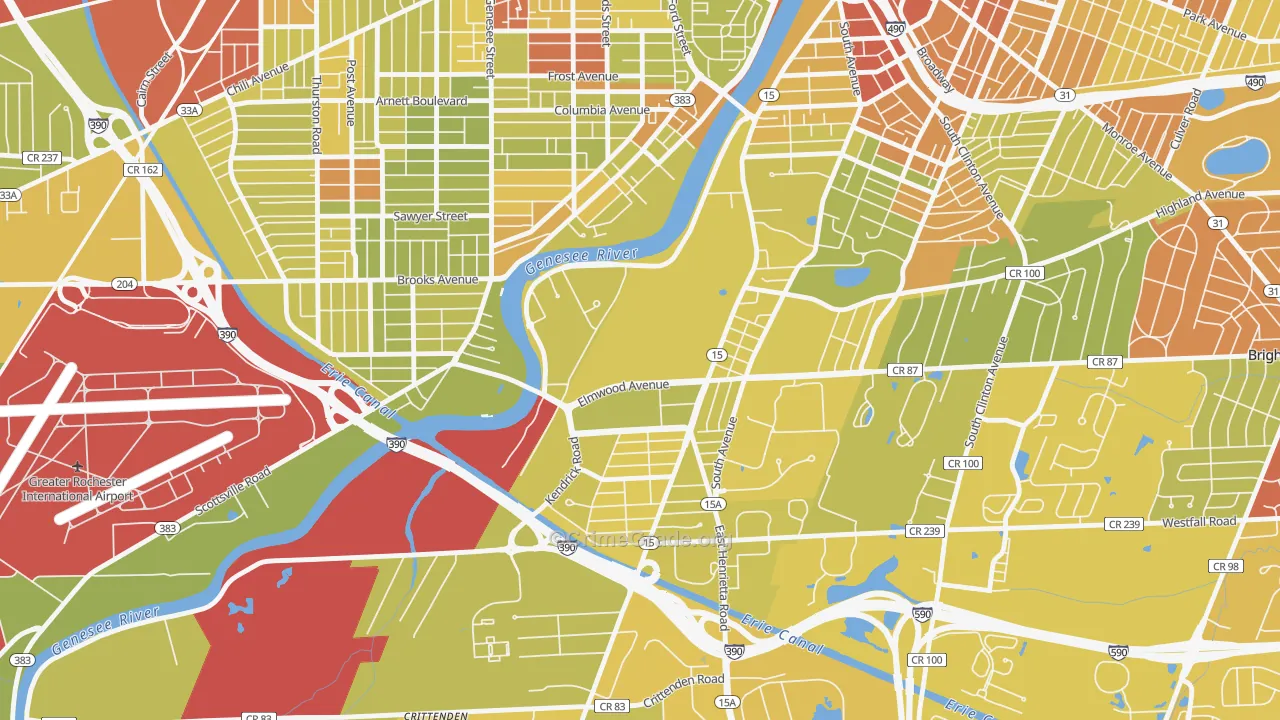 Strong, Rochester, NY Map of Vehicle Theft Rates