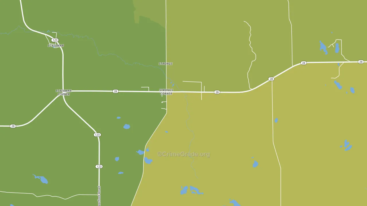 Strongs Corner, MI Map of Vehicle Theft Rates