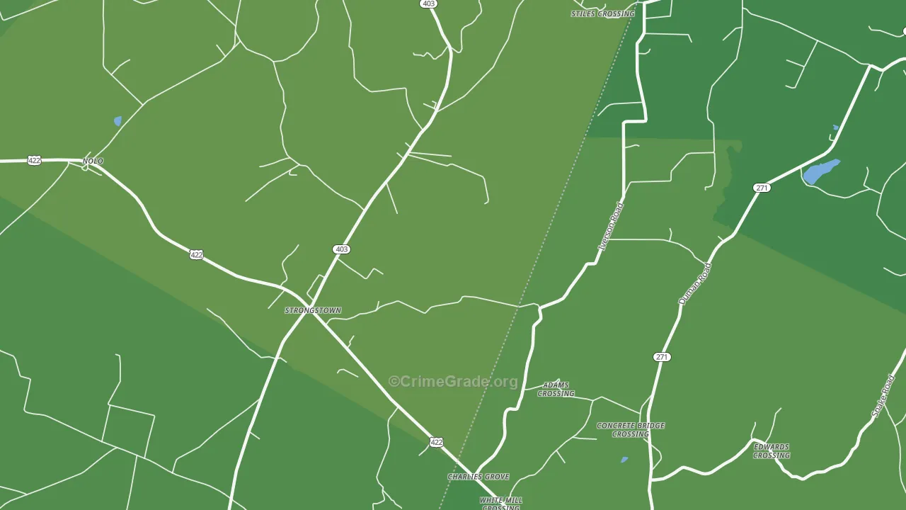 Strongstown, PA Map of Vehicle Theft Rates