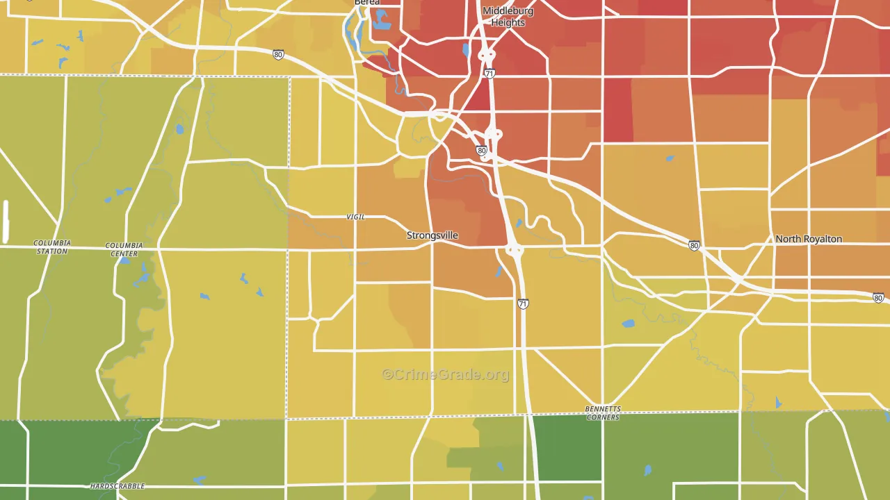 Strongsville, OH Map of Vehicle Theft Rates