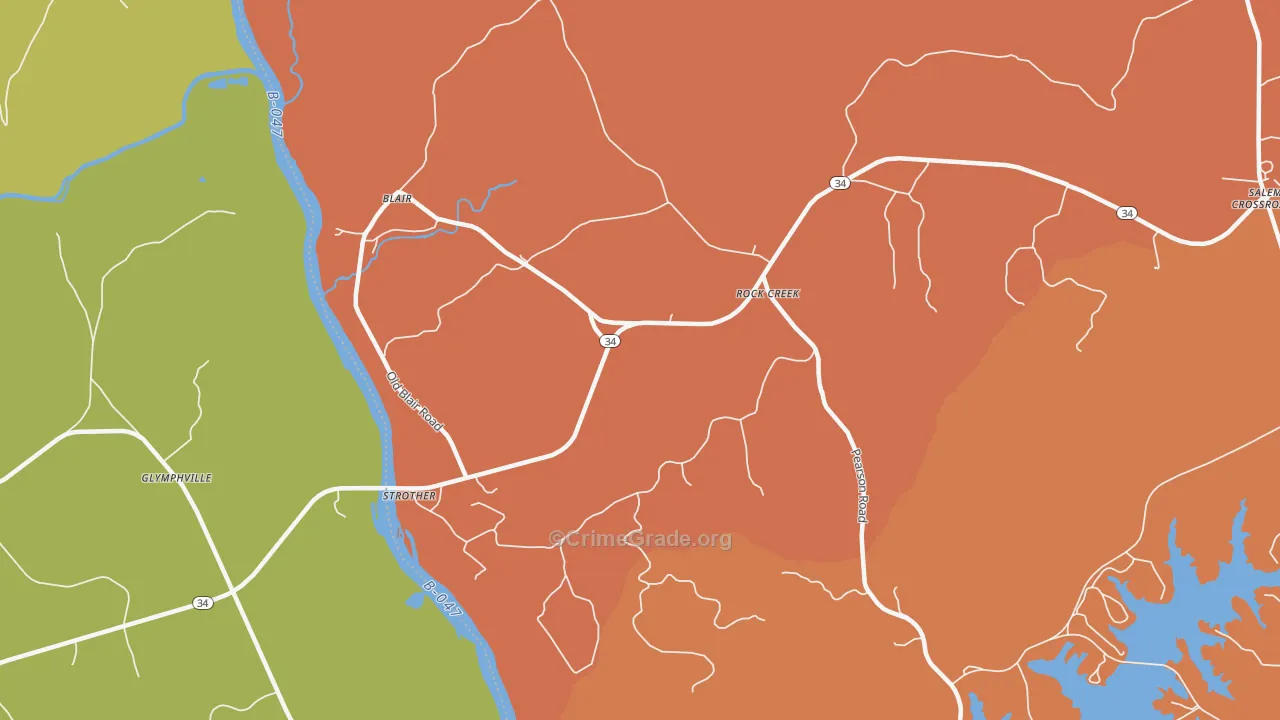 Strother, SC Map of Vehicle Theft Rates