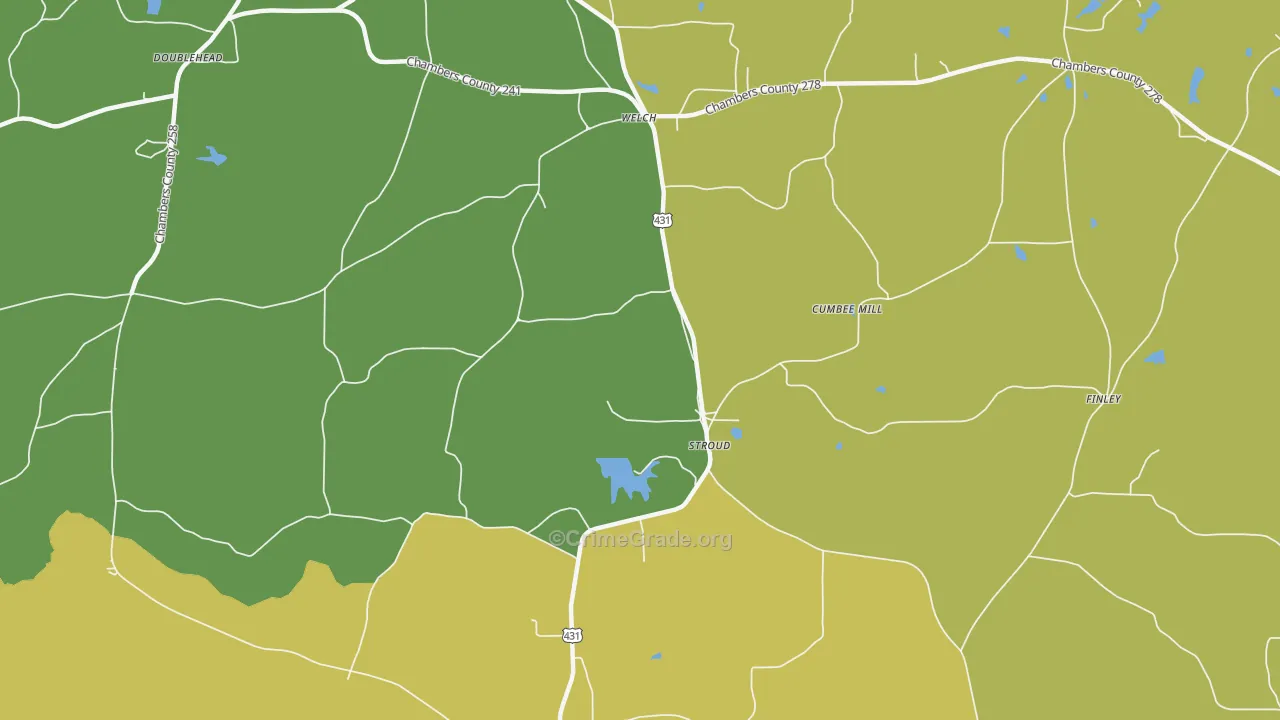 Stroud, AL Map of Vehicle Theft Rates