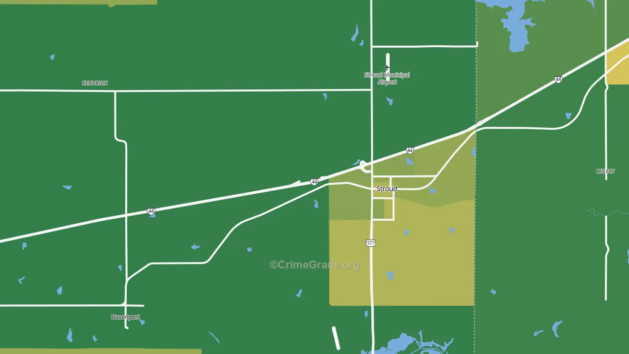 Stroud, OK Map of Vehicle Theft Rates