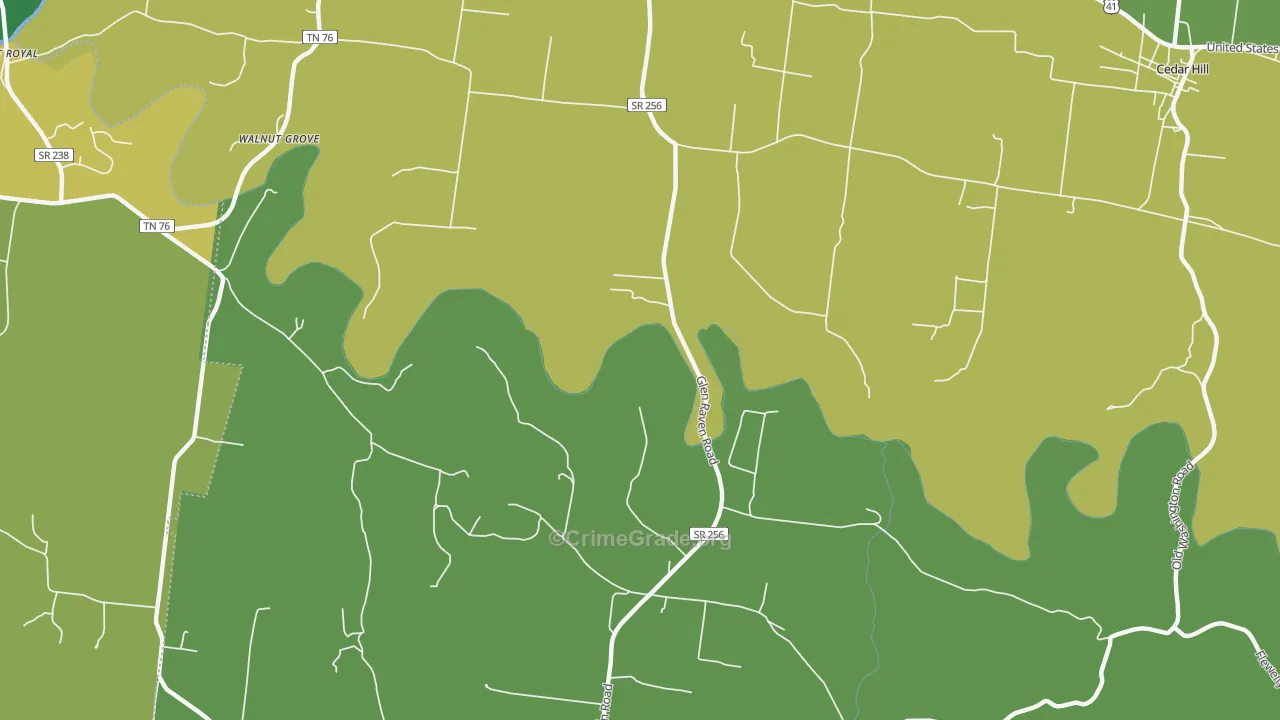 Stroudsville, TN Map of Vehicle Theft Rates