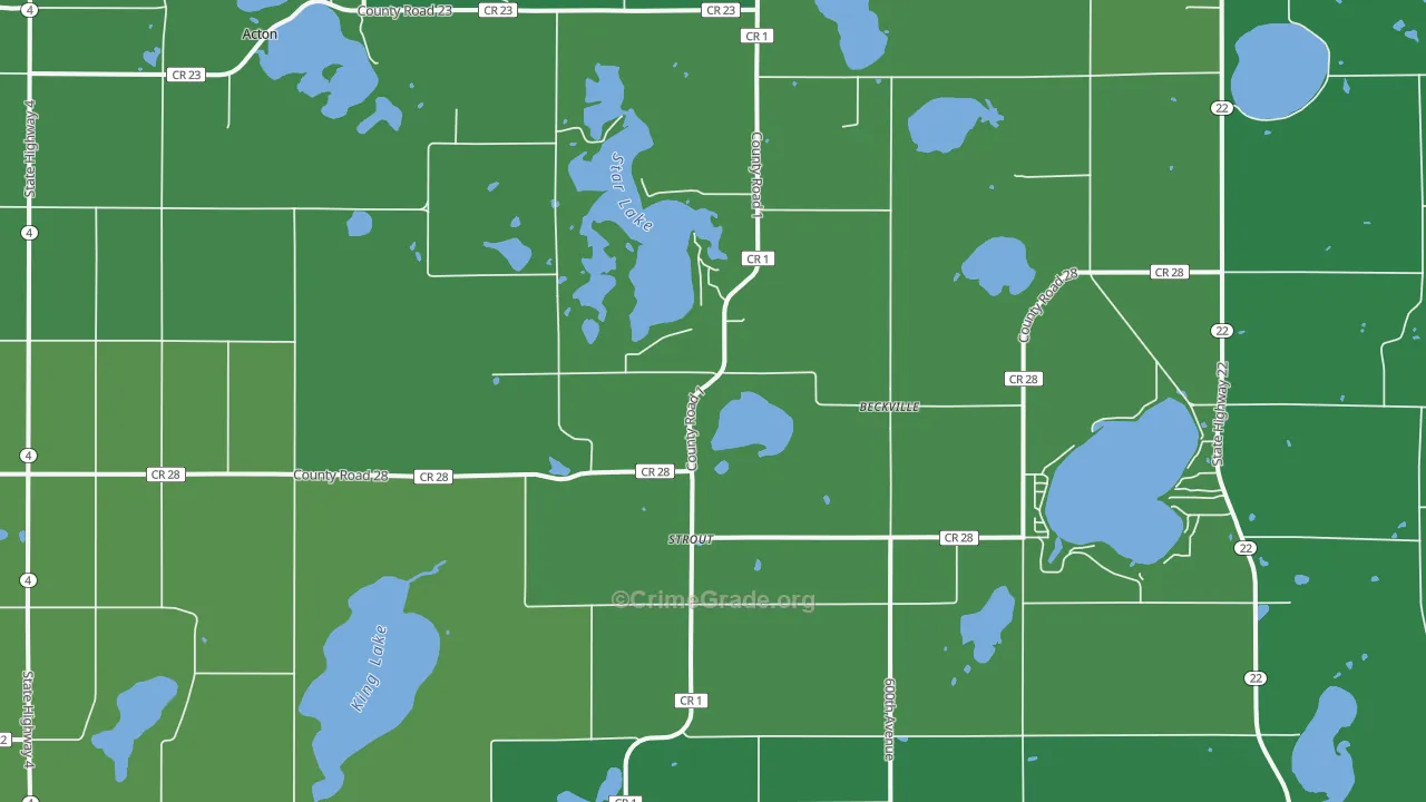 Strout, MN Map of Vehicle Theft Rates