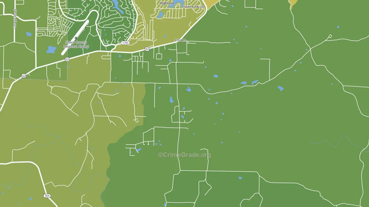 Stuart, AR Map of Vehicle Theft Rates