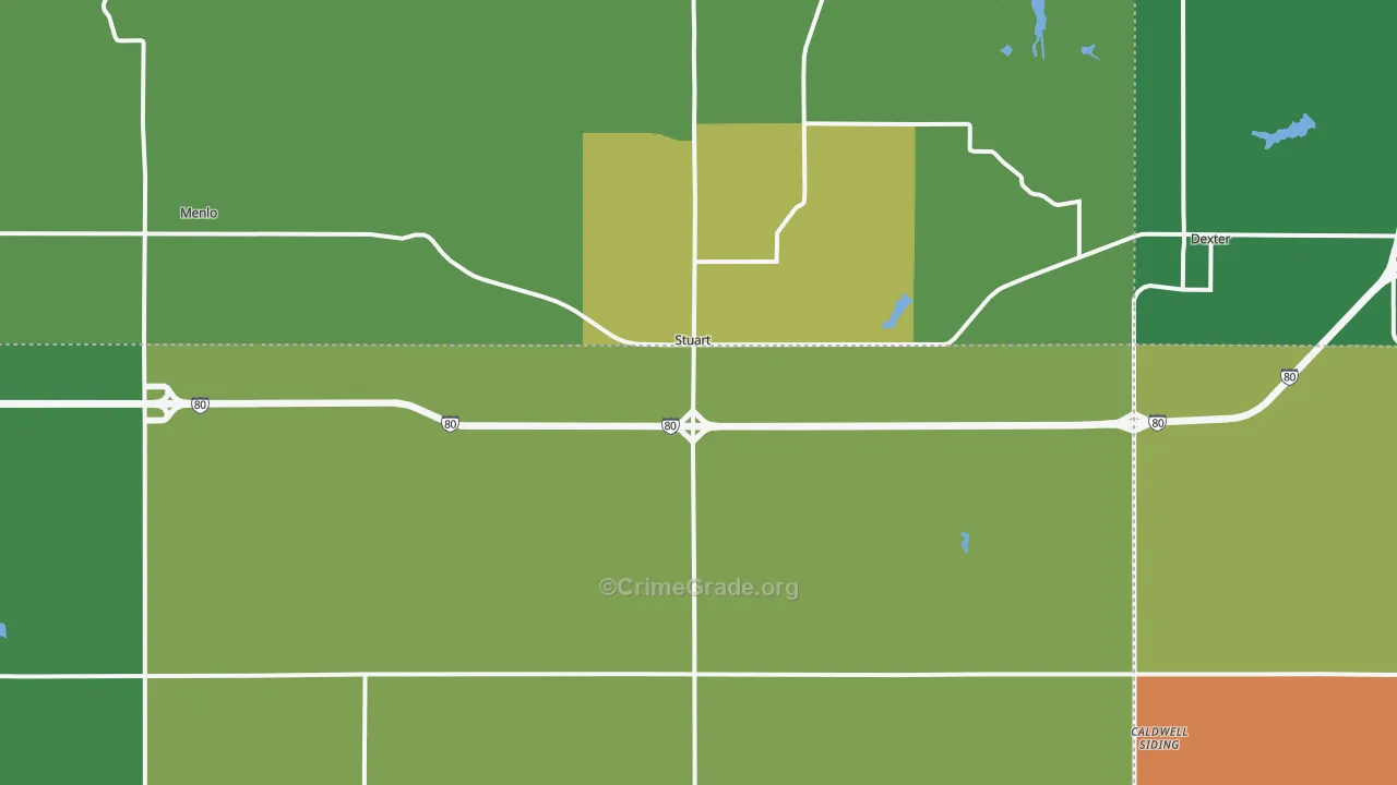 Stuart, IA Map of Vehicle Theft Rates