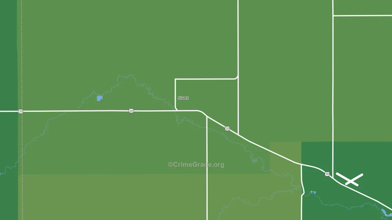 Stuart, NE Map of Vehicle Theft Rates