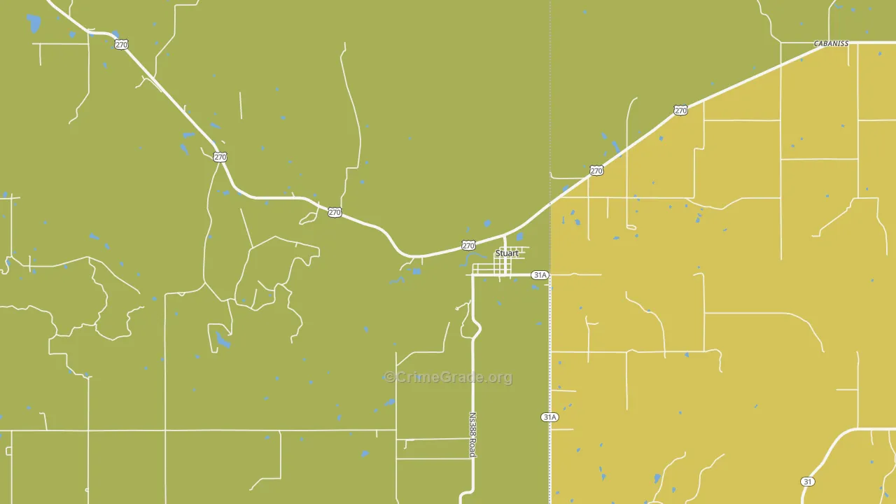 Stuart, OK Map of Vehicle Theft Rates